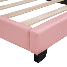 Load image into Gallery viewer, Twin Size Upholstered Leather Platform Bed with Rabbit Ornament, Pink