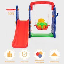 Load image into Gallery viewer, 3-in-1 Junior Children Freestanding Design Climber Slide Swing Seat Basketball Hoop