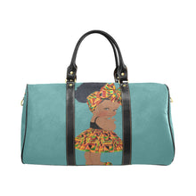 Load image into Gallery viewer, Custom Diaper Tote Bag - Ethnic Super Cute African American Baby Girl - Teal Green Travel Tote Baby Bag