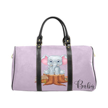 Load image into Gallery viewer, Custom Diaper Tote Bag - Super Cute Cartoon Baby Elephant On Lavender - Diaper Travel Bag