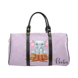 Custom Diaper Tote Bag - Super Cute Cartoon Baby Elephant On Lavender - Diaper Travel Bag