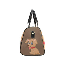 Load image into Gallery viewer, Custom Diaper Tote Bag | Adorable Cartoon Puppy Dog With Personalized Heart Name - Brown Diaper Travel Bag