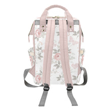 Load image into Gallery viewer, Designer Diaper Bag - Boho Dusty Rose Floral Diaper Bag Backpack - Waterproof Backpack