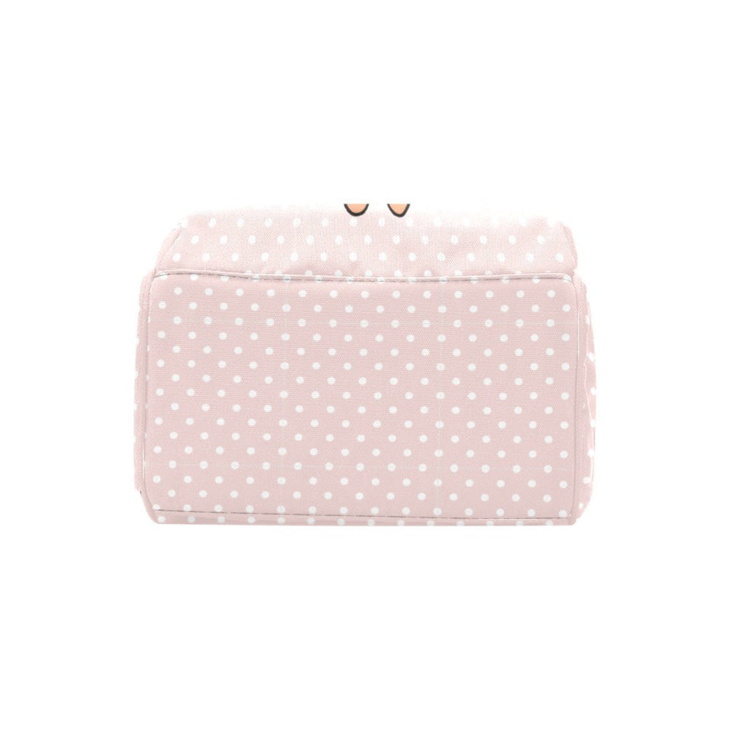 Designer Diaper Bag African American Baby Girl With Bow and Polka Dots