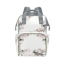 Load image into Gallery viewer, Personalized Faded Vintage Roses With Green Straps, Waterproof Diaper Bag Backpack