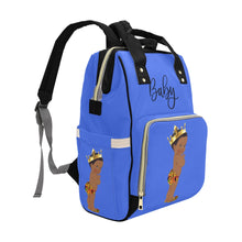 Load image into Gallery viewer, Designer Diaper Bag - Ethnic African American King Baby Boy - Royal Blue Waterproof Diaper Bag Backpack