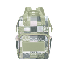 Load image into Gallery viewer, Personalized Patchwork Soft Green With Personalized Name Label Multi-Function Backpack
