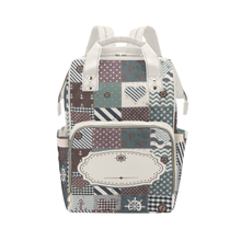 Load image into Gallery viewer, Personalized Patchwork Nautical Style with Label and Name Multi-Function Backpack