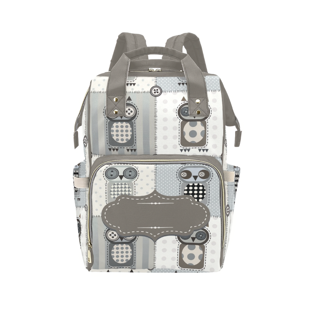 Personalized Patchwork Owls With Personalized Name Label Waterproof Diaper Bag Backpack