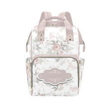 Load image into Gallery viewer, Designer Diaper Bag - Boho Dusty Rose Floral Diaper Bag Backpack - Waterproof Backpack